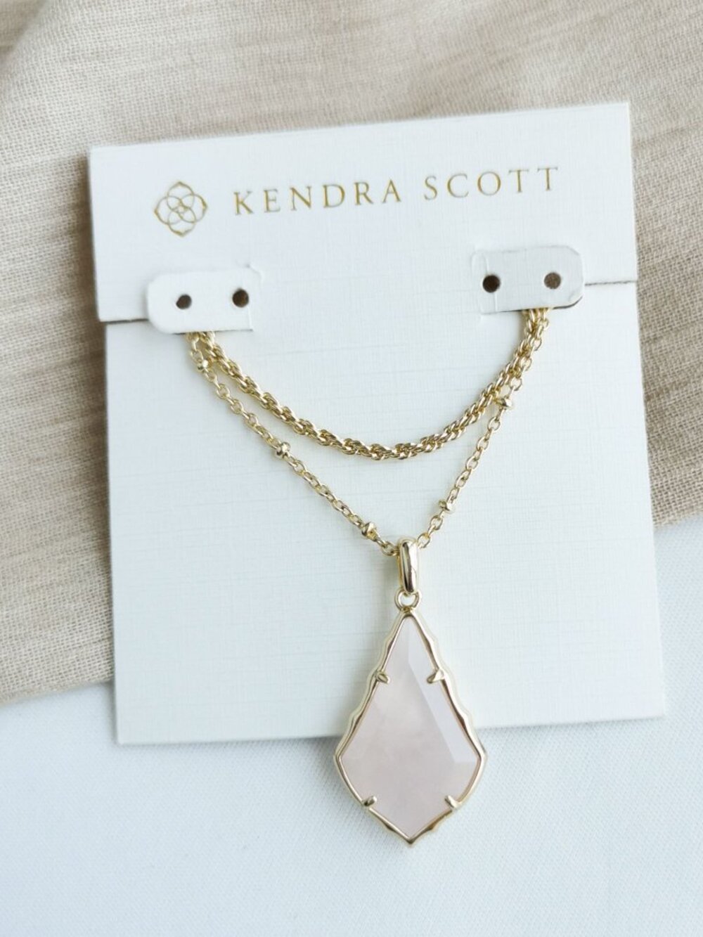 Kendra Scott Faceted Alex Gold Rose Quartz Necklace